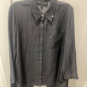 Kasper & Company Black denim Button-Up Shirt with pants set.